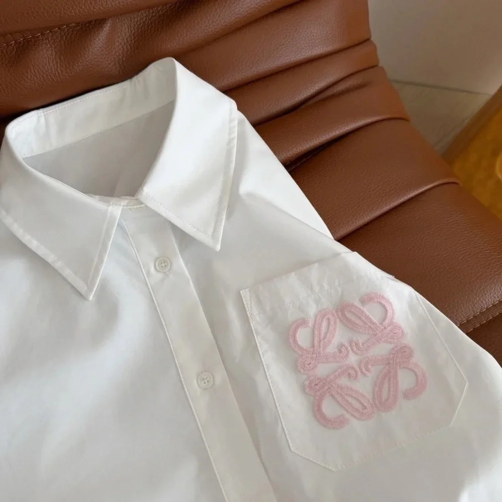 Loewe White Spring Shirt with Pink Logo - Picture 9 of 9